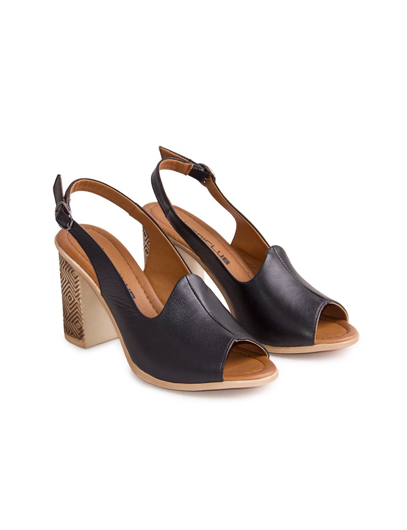 Women's Leather Sandals - Black #317830