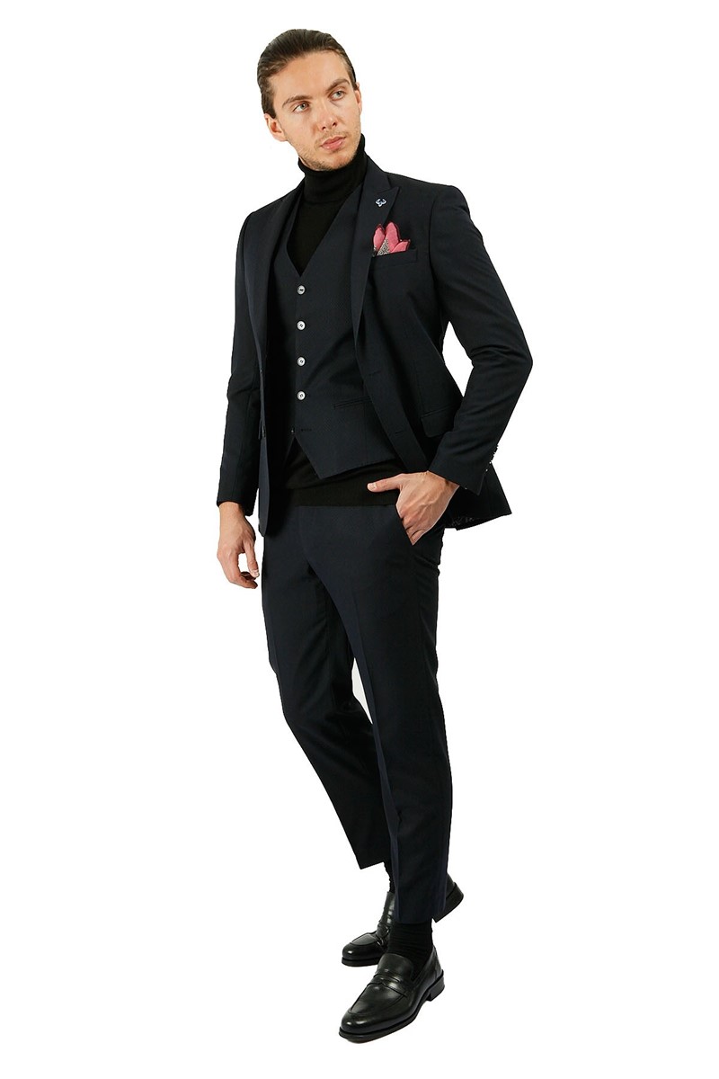 Men's suit with vest - Black #272318