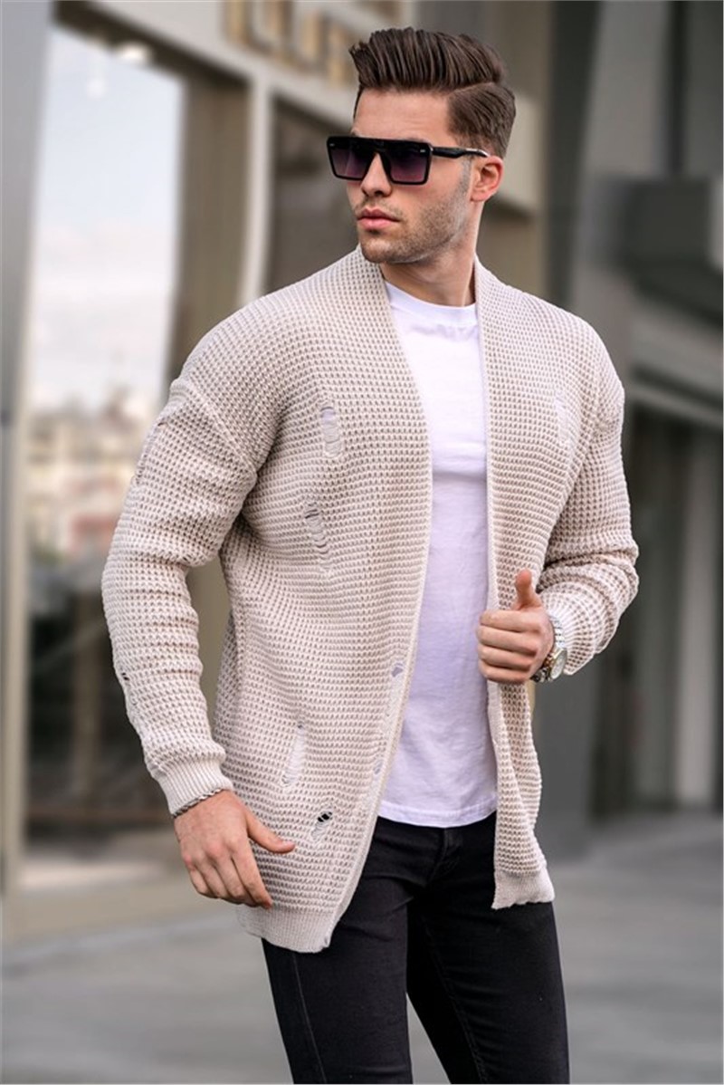 Cardigan in maglia da uomo 6309 - Crema #362278