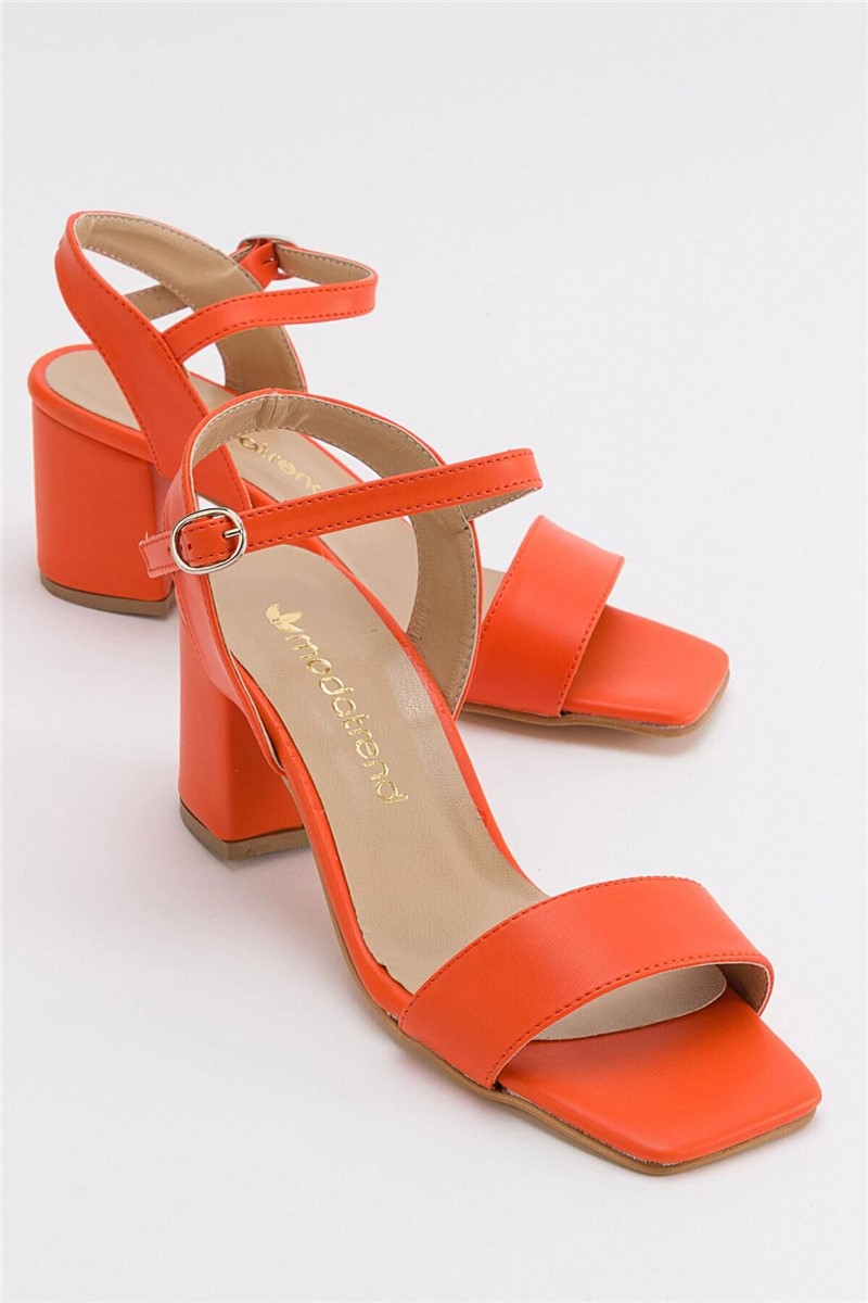 Women's Heeled Sandals - Orange #382884