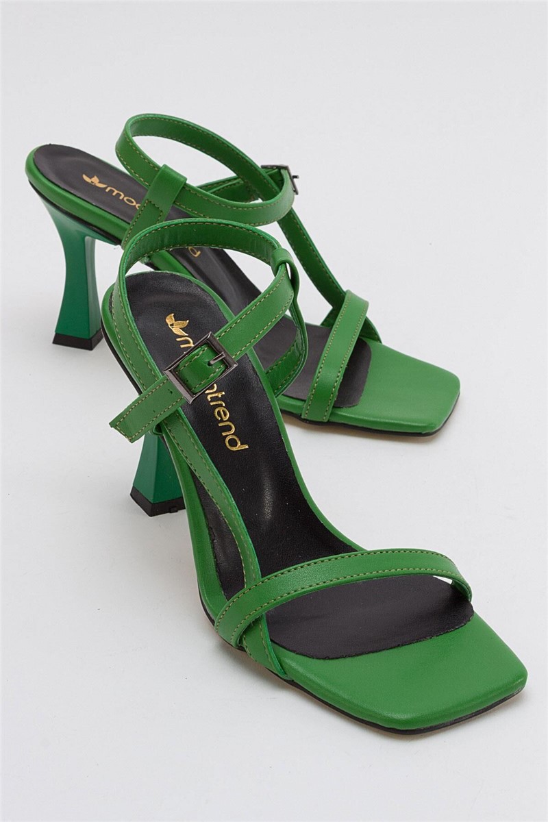 Ženske sandale na petu - Zelene #382889