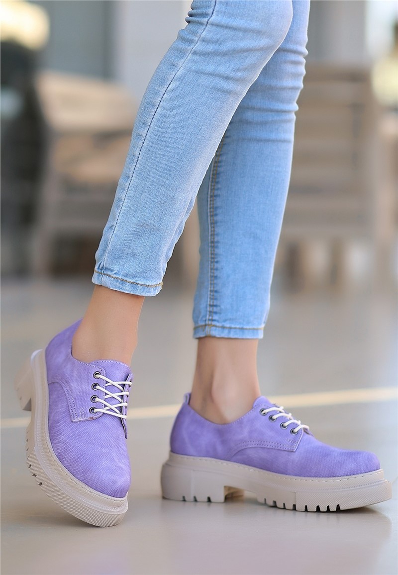 Women's Lace Up Shoes - Purple #366836