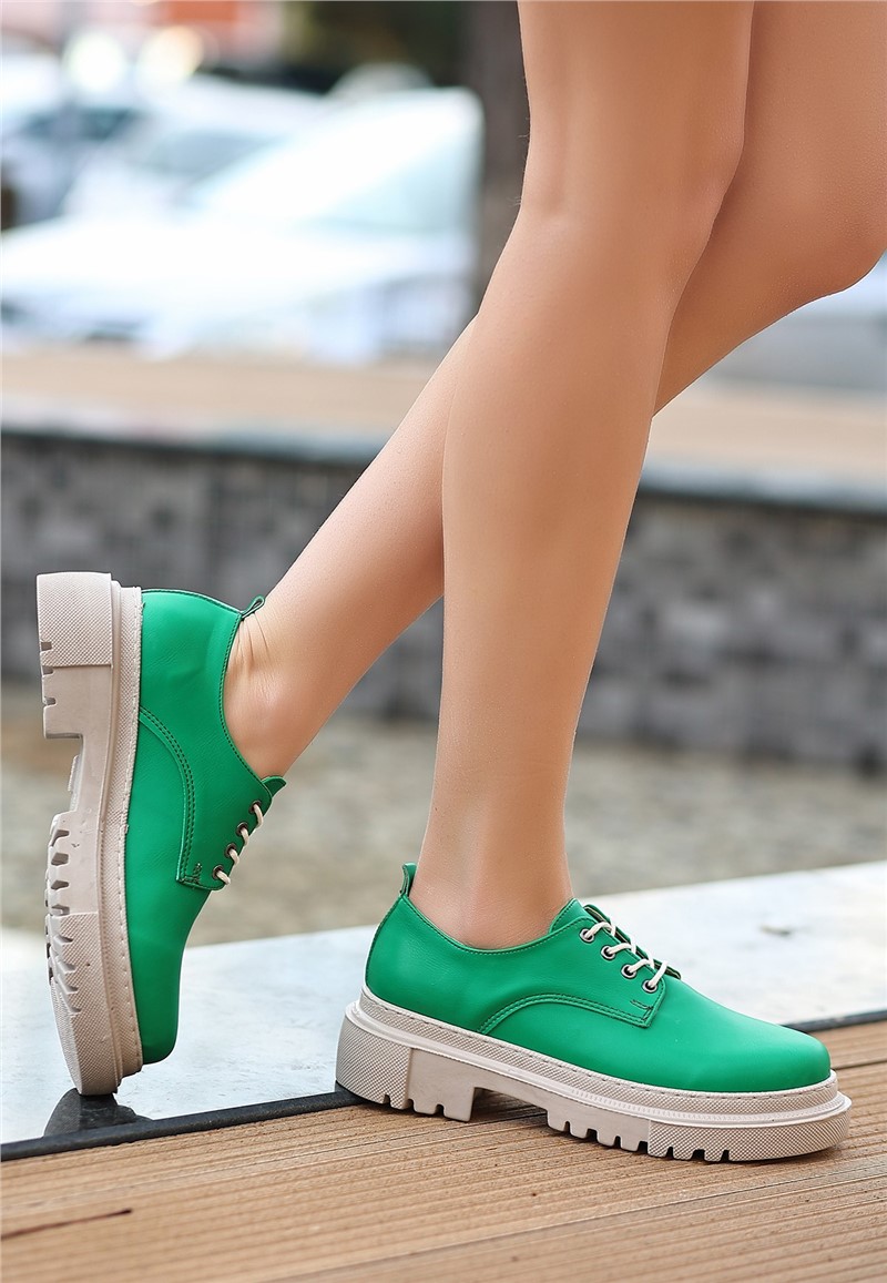 Women's Lace Up Shoes - Green #367912