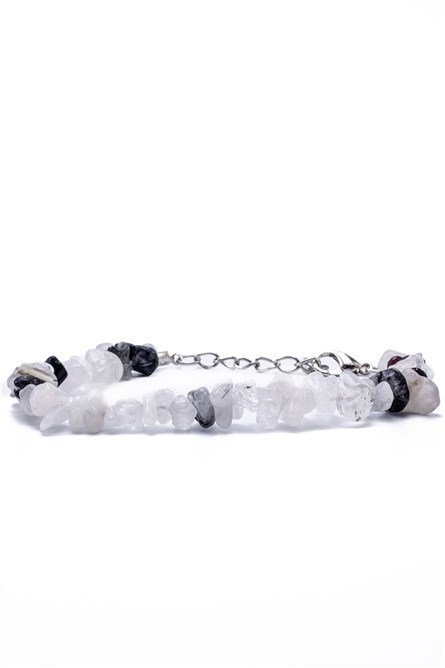 Bracciale da donna al quarzo con pietra naturale - nero-bianco #363300