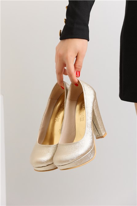 Tacchi alti con plateau elegante da donna LE01 - Oro #364374