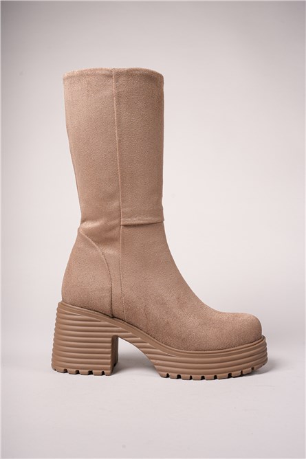 Stivali con plateau in pelle scamosciata da donna 0012270 - Colore visone #404355 Stivali con plateau in pelle scamosciata da donna 0012270 - Colore visone #404355