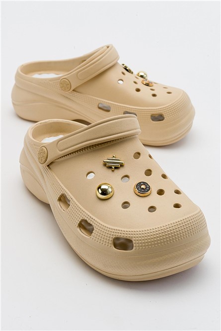 Pantofole da donna tipo zoccolo - Beige #381770