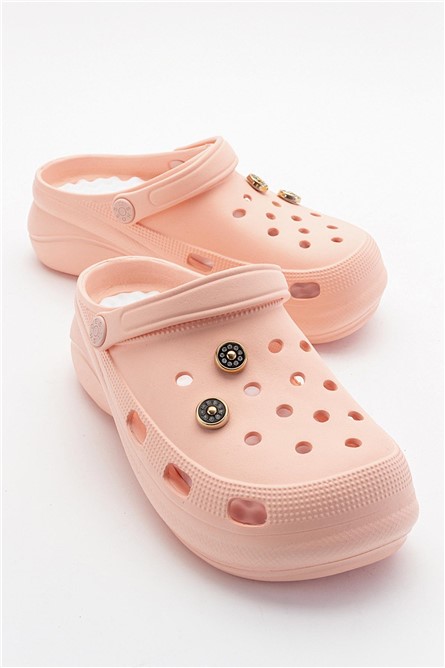 Pantofole da donna tipo zoccolo - Colore cipria #382801