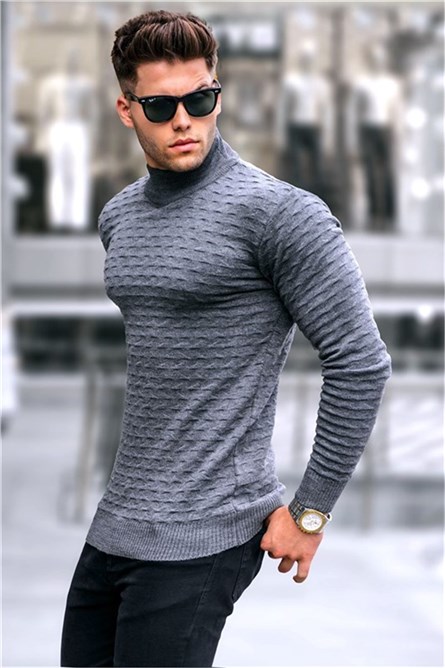 Maglione lavorato a maglia da uomo 5762 - Antracite #333679