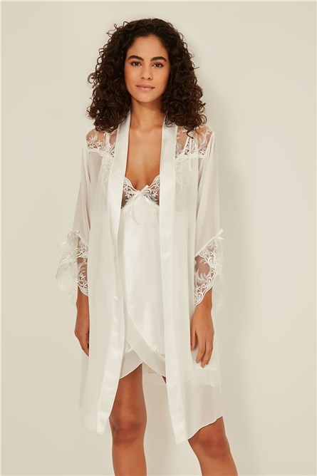 Completo da donna in raso 048 - Ecru #315218