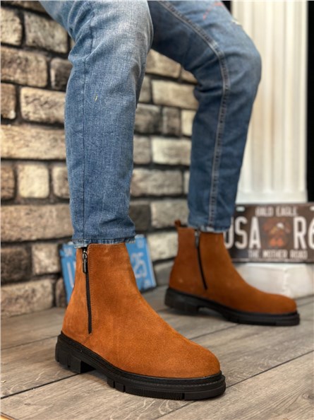 Stivali da uomo in pelle scamosciata naturale BA0315 - Taba #405525