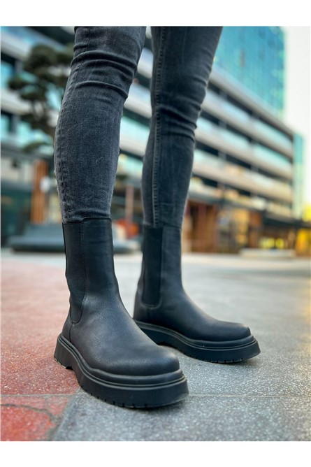 Stivali alti da uomo con elastico laterale CH223 CST - Nero # 366293