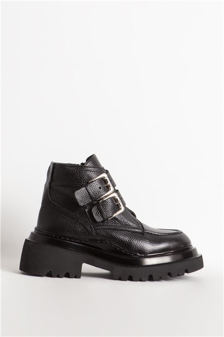 Women's Genuine Leather Boots 88151 - Black #365468