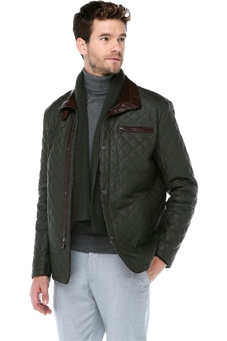 Giacca Uomo vera pelle E-1202 - Verde scuro #318635