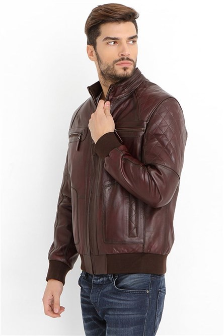 Cappotto Uomo vera pelle - Bordeaux #318678