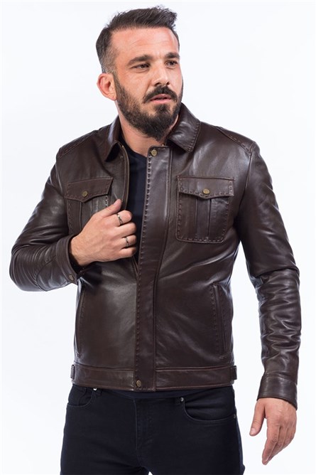 Giacca Uomo vera pelle - Marrone #319079