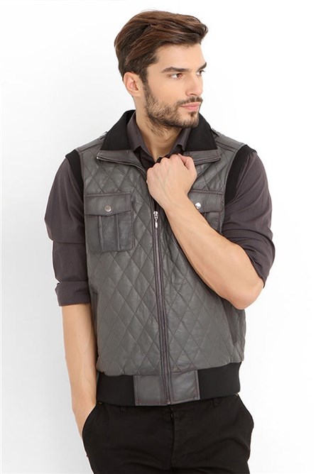 Gilet Uomo vera pelle - Grigio #317765