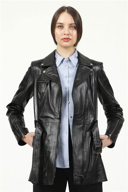 DERİCLUB SANTA / 75 Ženska kožna jakna - Crna 318808