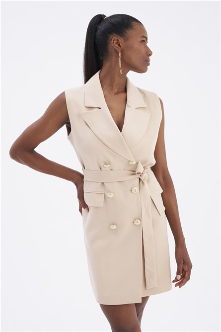 Women's vest type dress - Beige #332972