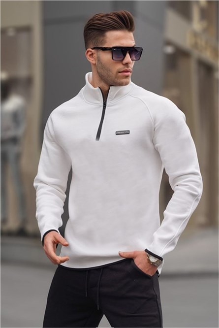 Felpa con colletto con zip da uomo 6030 - Ecru #362884