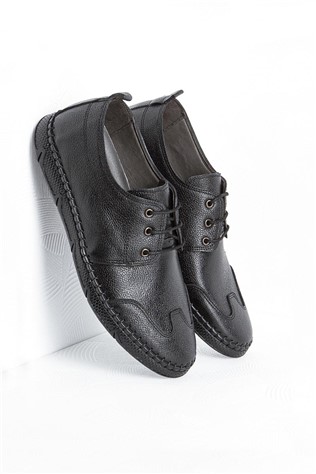 Męskie buty skórzane FRANK PETER - czarne  649589
