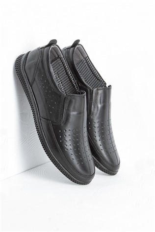 Męskie buty skórzane FRANK PETER - czarne  649592