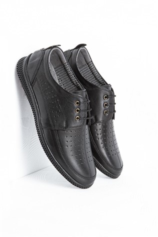 Męskie skórzane buty FRANK PETER - Czarne 649590