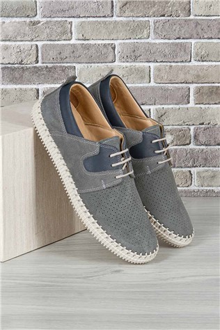 GPC POLO  Męskie buty - nubuk 1408 szary 9979138