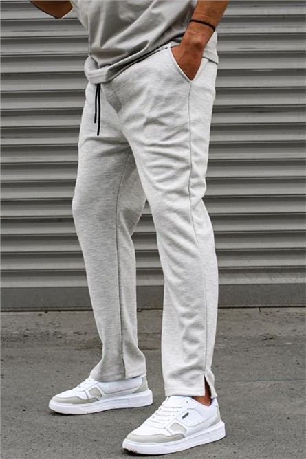 Pantaloni della tuta da uomo a gamba larga con vestibilità rilassata grigia 5490 # 370662