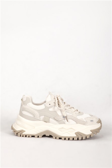 Women's Thick Sole 496 Sports Shoes - Beige #382031