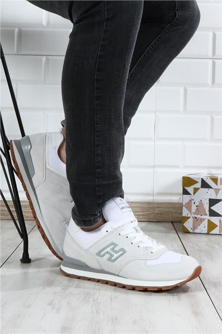 Scarpe sportive da uomo in vera pelle Hammer Jack - bianche con grigio #368530