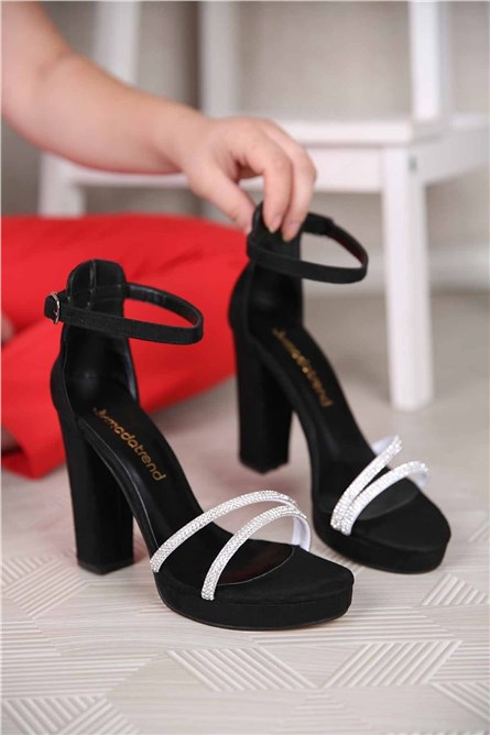 Sandali scamosciati da donna - Nero #311528