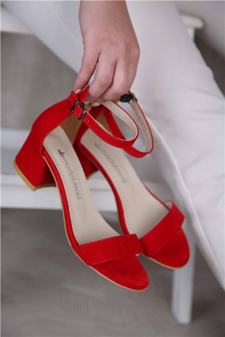 Modatrend Sandali con tacco da donna - Rosso 306483