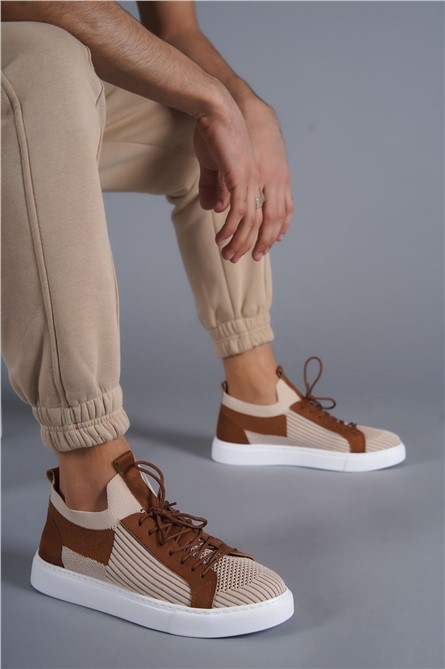 Scarpe stringate casual da uomo KB-112 - Beige con Taba #371332