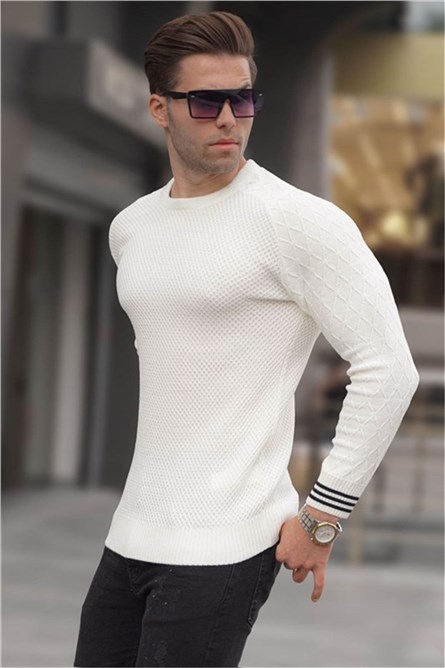 Maglione da uomo lavorato a maglia 5987 - Ecru #361292