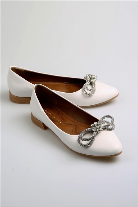 Ballerine Donna con Nastro Pietre BIANCO #369525