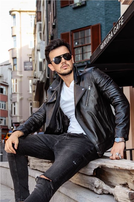 Giacca Leonardo Uomo in Pelle - Nero 987601 #266594