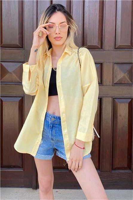 Women's linen Oversize shirt MG1369 - Yellow #330553