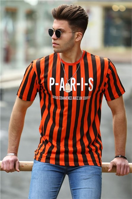 T-Shirt da uomo 4003 - Nero/Arancione 285716