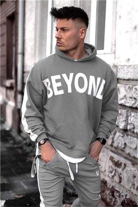 Felpa con cappuccio da uomo 5327 - Grigio #319787