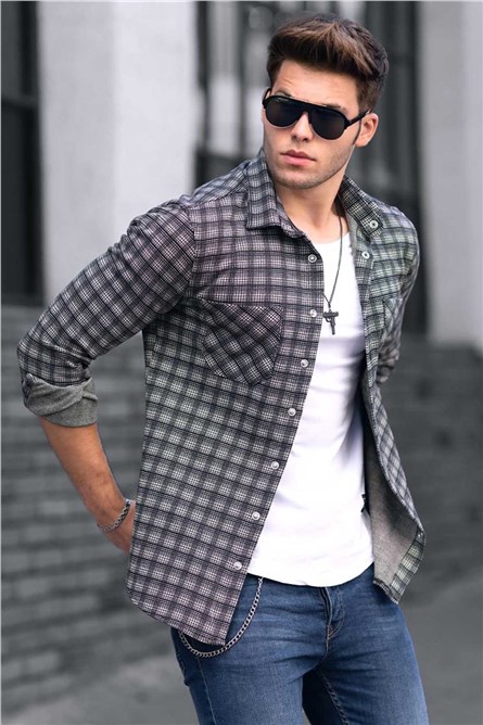 Camicia da uomo 4682 - Nero/Bianco 289174