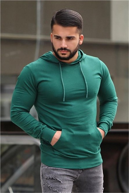 Felpa con cappuccio da uomo 4117 - Cachi #326631