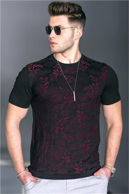 T-shirt da uomo 5088- Nero-Rosso 293166