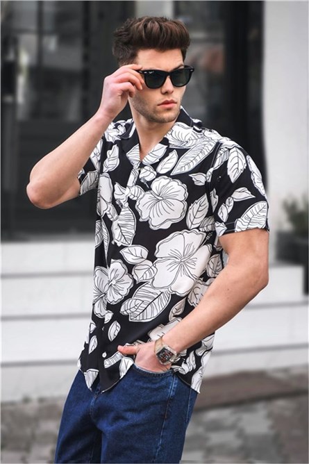 Camicia da uomo 5534 - Nero-Bianco #326867