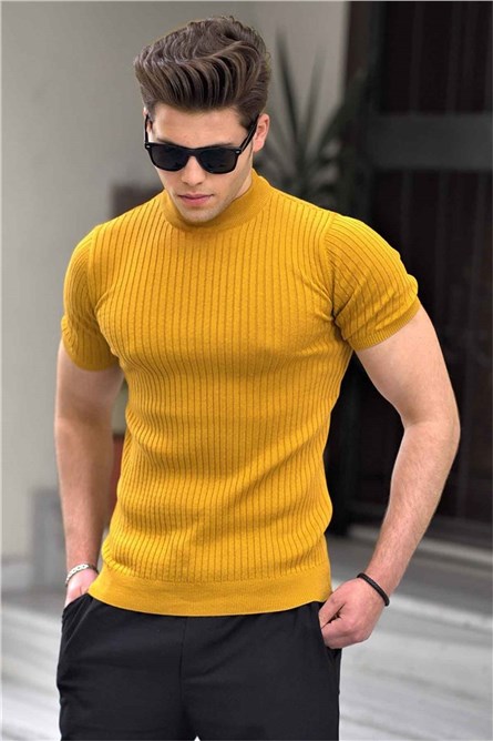 Maglione a maniche corte da uomo 4604 - Senape 288306
