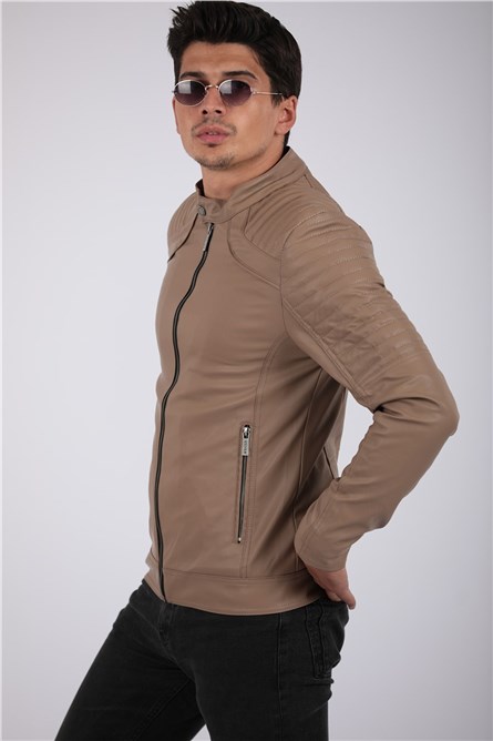Giacca in pelle Uomo - Beige #2021083114