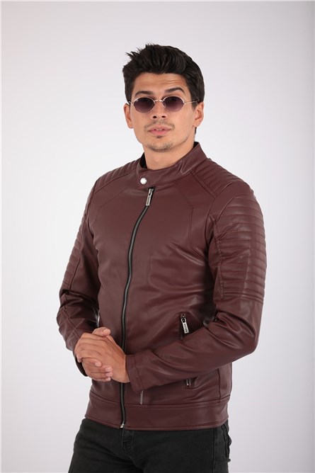 Giacca in pelle Uomo - Bordeaux #2021083168