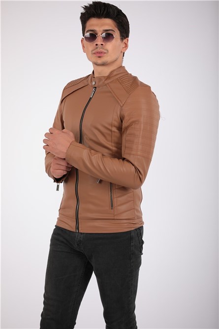 Giacca in pelle da uomo - Cannella 2021083153