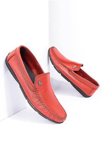 GPC POLO Buty męskie skórzane - czerwone  795965706