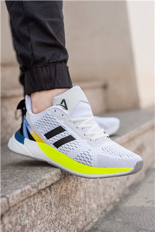 sneakers white yellow